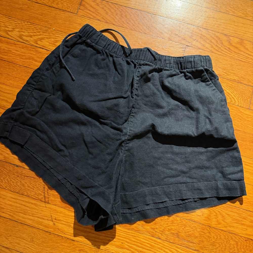 Abercrombie Black Draw String Linen Blend Pull On Shorts